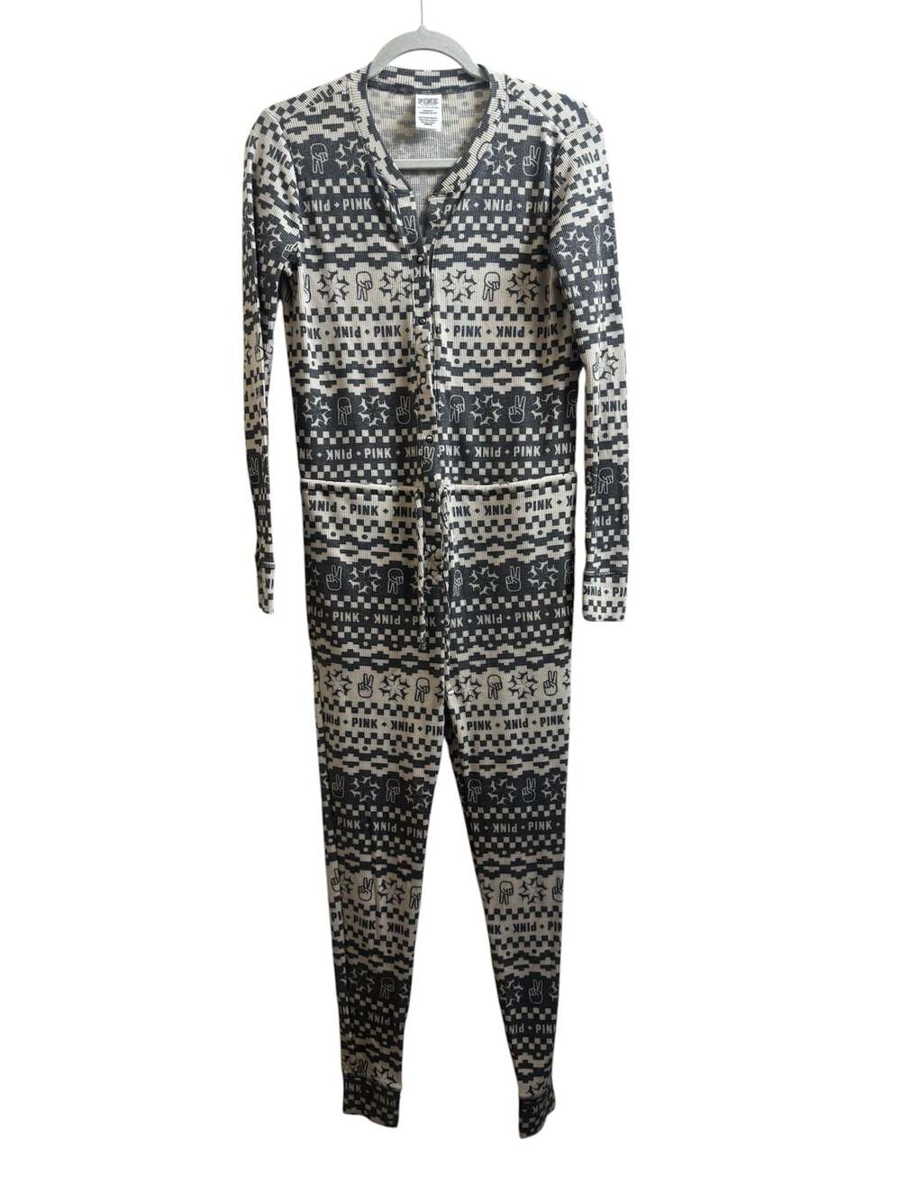 Pink Victoria's Secret Peace  Graphic Sleep Onesie XS